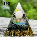 Handmade Orgone pyramid with black obsidian stones, gold foil and white crystal ball - 5cm / E5 Rose Quartz + Coil + Obsidian
