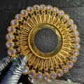 Exquisite gold sunburst sashimi platter ornament with iridescent purple bead accents - Gold Purple Blue Style 6
