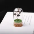 Handgemaakte mini natuurlijke obsidiaan kristallen boom in een glazen koepel met kurk - Rookkwarts Landschap Splitboom