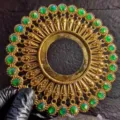 Premium golden Evil Eye decorative ornament for sashimi and seafood platter presentation - Gold Patterned Green Style 9