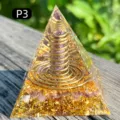 Handmade amethyst crystal orgone pyramid with copper spiral coil for energy healing home decor - Amethyst Coil Style (P3) / 5cm