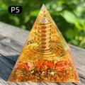 Handmade Orgone energy pyramid with red jasper and copper coil for home decoration - Red Jasper Coil Style (P5) / 5cm