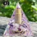 Natural amethyst crystal orgone pyramid with copper coil resin desk decor variant R2 - Amethyst + Coil (R2) / 5cm