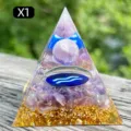 Healing amethyst crystal orgone pyramid with gold foil and zodiac symbol, 1 unit - 5cm / X1 Amethyst + Amethyst Chips (Aquarius)