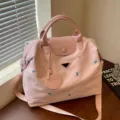 Pink travel bag large capacity tote shoulder bag lightweight casual handbag for women - Pink