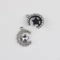 Silver alloy moon star charms pink crystal pendants for DIY jewelry making accessories - Silver / Pink