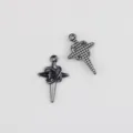 Dark metal alloy dagger cross pendant charm for DIY handmade jewelry necklace bracelets. - Gun Black With Purple Zirconia
