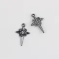 Black alloy gothic cross dagger pendant charms for DIY handmade necklaces earrings jewelry making. - Gun Black Base White Zirconia