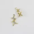 Gold alloy double star charms with sparkling zircon crystals, ideal for DIY handmade jewelry. - Gold Base Double Rhinestone