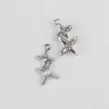 Alloy pearl zircon double star pendant DIY jewelry accessory detailed view. - Silver Base Artificial Pearl And Rhinestone