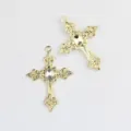 Ciondolo croce in lega dorata con zircone per collana bracciale fai da te accessori gioielli - Oro / Zirconia Bianca