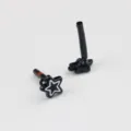 Detail shot of black painted star stud earring pins with hanging loop for DIY jewelry making accessories. - 20 Pieces Set / Black