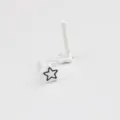 Star ear stud detail view, metal alloy painted jewelry accessory finding for DIY handmade. - 20 Pieces Set / White