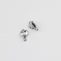Close-up detail view of silver heart pearl pendant connector for DIY jewelry making accessories. - Solid Artificial Pearl Style / Silver