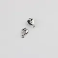 Detail shot of silver heart double hanging connector, alloy zircon DIY jewelry accessory. - Solid Zirconia Style / Silver
