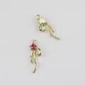 Vista ravvicinata dettagliata del ciondolo bacchetta magica fiocco stella zircone rosa in lega - Set da 20 Pezzi / Base Oro Strass Rosso Rosa
