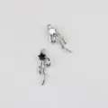 Dettaglio di pendenti cometa con fiocco in zircone in lega DIY per collane e bracciali. - Set da 20 Pezzi / Base Argento Strass Nero