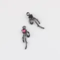 Ciondolo fiocco strass rosa in lega fai da te creazione di gioielli collana bracciale accessori - Set da 20 Pezzi / Nero Fucile con Strass Rosso