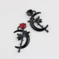 Black and red enamel rose moon pendant alloy DIY jewelry making accessories for necklace. - Black with Red Floral