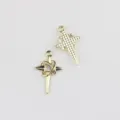 Ciondolo a stella in lega dorata con zircone, perfetto per accessori fai-da-te di collane e bracciali. - Oro / Zirconia Bianca