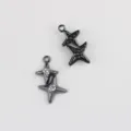 Pendentifs étoile double en métal foncé pour fabrication de bijoux DIY et accessoires. - Base Noir Fusil Strass Blanc