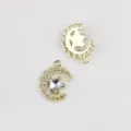 Gold alloy moon and star pendant charms with dazzling zirconia for DIY jewelry making - Gold / White Zirconia