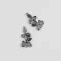 Legierung Blume Doppel-Öse Verbinder Anhänger für DIY Armband Halskette Schmuck Detailansicht. - 20er Set / Gunmetal