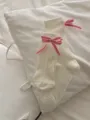 Calzini bianchi con fiocco a quadri rossi, simpatici calzini stile balletcore per donna. - Donna 35-39 / Bianco