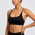 Schwarzer Damen Sport-BH mit herausnehmbaren Pads Yoga Fitness Oberteil Kreuzträger - Schwarz