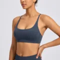 Damen Sport-BH Fitness Crop Top abnehmbare Pads Yoga Bustier Fitnessstudio Sportbekleidung - Anthrazit