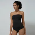 Black strapless shapewear bodysuit, high stretch naked feeling thong slimming bodysuit. - Black [4403]