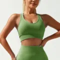 Completo yoga slim ad alta intensità, set fitness Pilates con scollo a U per donna. - Reggiseno Verde