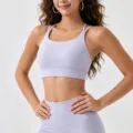 Reggiseno sportivo viola con bretelle sottili e coppe per fitness yoga top donna. - Viola Nebbia