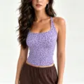 Purple Leopard Print Halter Sports Tank Top Fitness Yoga Activewear Active Crop Top - M / Tops / Purple Leopard Print (With Chest Pads)