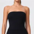 Donna nero top sportivo senza spalline asciugatura rapida fitness yoga crop top abbigliamento - S (sotto i 50 kg) / Top / Nero