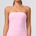 Rosa trägerloser Sport-BH für Damen, schnell trocknendes, nahtloses Yoga-Fitnesstop. - Kirschblütenrosa