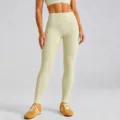 Leggings da Yoga Vita Alta Senza Cuciture Pancia Piatta Fitness Giallo Verde Sport - Taglia S / Pantaloni verde erba chiaro