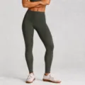 High waist yoga pants in dark green, seamless fitness leggings for women, peach lift workout activewear. - S / Bottoms / Dark Green