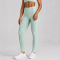 Light green high-waisted yoga leggings, tummy control fitness pants for women workout activewear. - Light Green Yoga Leggings / S