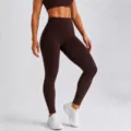 Dark brown high waist yoga leggings and sports bra set for women fitness athletic wear. - Dark Coffee Trousers / S