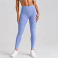 High waist seamless fitness yoga leggings for women, light blue athletic variant. - Sky Blue Long Pants / S