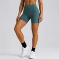 High waist seamless yoga shorts for women, tummy control fitness athletic shorts. - Turquoise Shorts / S