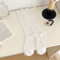 White bow calf socks, cute sweet Lolita JK knee high stockings for women variant. - One Size / White