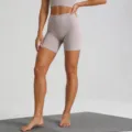 High waist seamless yoga shorts in light grey, comfortable fitness and gym activewear variant - Fish-Belly Grey Mini Shorts / S