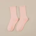 Calzini da yoga antiscivolo da donna in cotone a tubo medio pilates fitness rosa - Taglia unica / Rosa