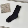 Calze lunghe a costine nere classiche da donna, calzetteria casual in morbido tessuto. - Taglia unica / Gambo Medio Nero