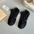 Men's athletic short socks black towel bottom cotton breathable casual running socks daily wear - Quarter / Black