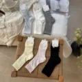 Calcetines de media pantorrilla transparentes de lunares de malla para mujer verano - Talla única / Azul Jaspeado
