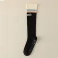 Schwarze Kniestrümpfe Kompressionssocken mit Grip, gestreifte Sportsocken für Fitness Damen. - Einheitsgröße / Schwarz