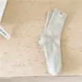 Men minimalist ribbed crew socks solid color anti-slip sole casual cotton sports socks - One Size / Light Gray